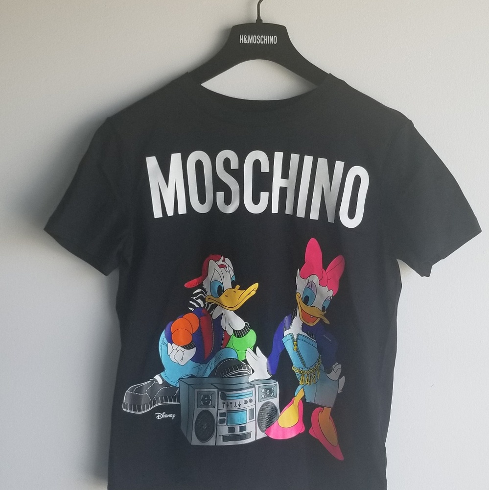 Moschino x H&M T-Shirt Black with Donald and Daisy